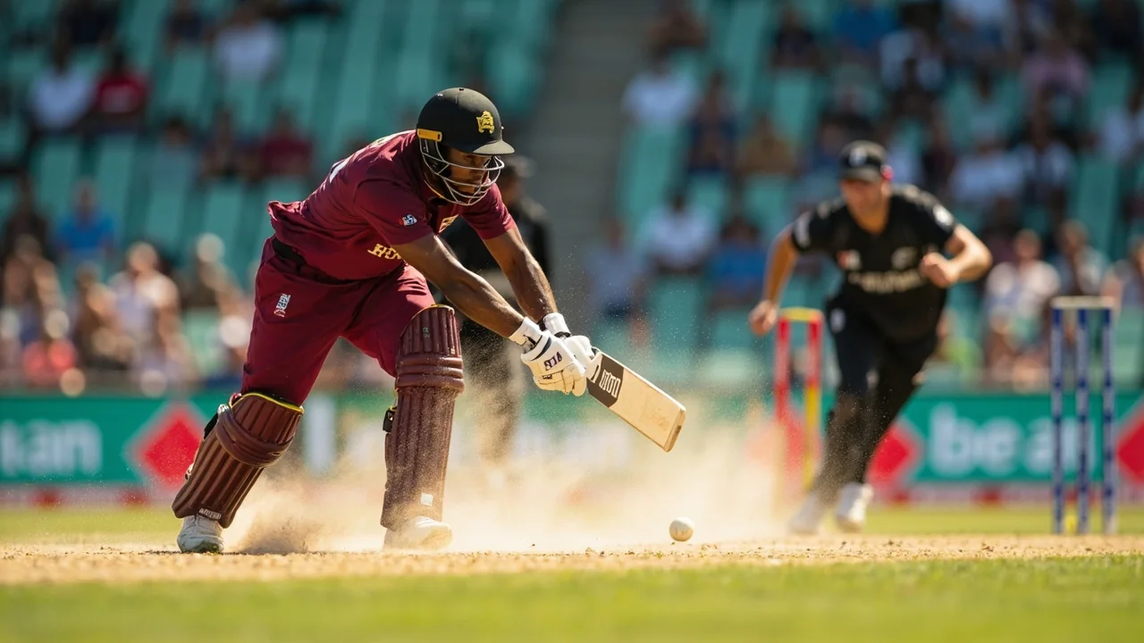 West Indies top-order batting during a powerplay ODI at Kensington